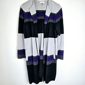Calvin Klein Colorblock Long Duster Cardigan Size Medium